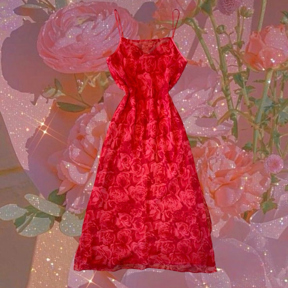 Vintage 90s Sheer Floral Gown